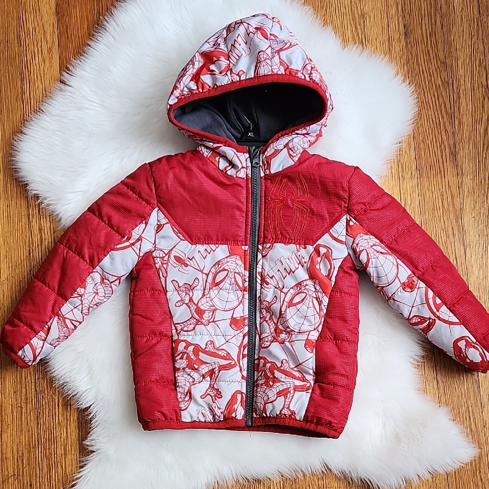 Marvel Spider-Man Kids Zip-up Hooded Puffer Jacket, 4